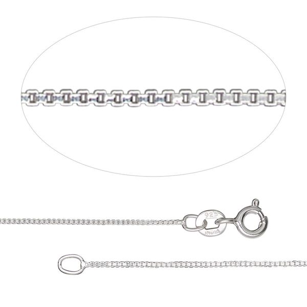 Chain, Gossamer™, sterling silver, 0.7mm Venetian box, 7-1/2 inches with springring clasp. Sold individually. image number 0