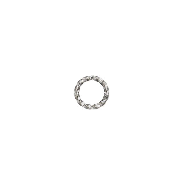 Jump ring, antique silver-plated brass, 8mm twisted round, 5.8mm inside diameter, 16 gauge. Sold per pkg of 100. image number 0