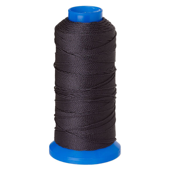 Cord, Griffin, nylon, black, 0.85mm, 58.2-pound test. Sold per 200-meter spool. image number 0