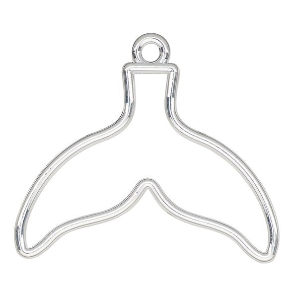 Component, resin frame, silver-finished "pewter" (zinc-based alloy), 39x29mm open whale tail. Sold per pkg of 2. image number 0