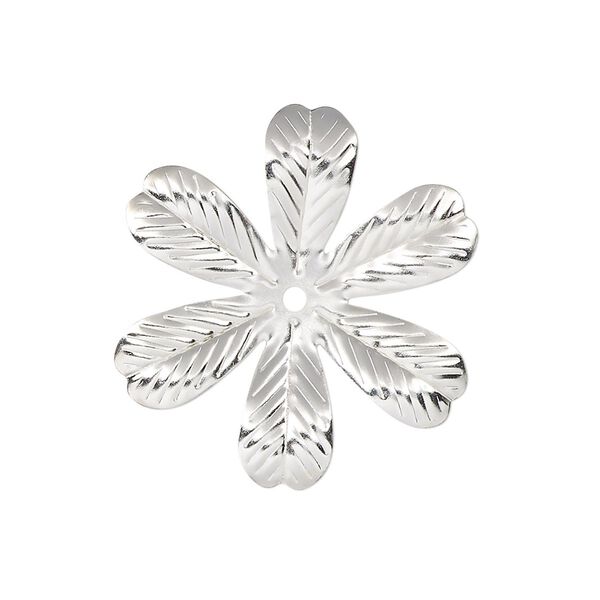 Component, silver-finished steel, 28x26mm single-sided leaves. Sold per pkg of 10. image number 0