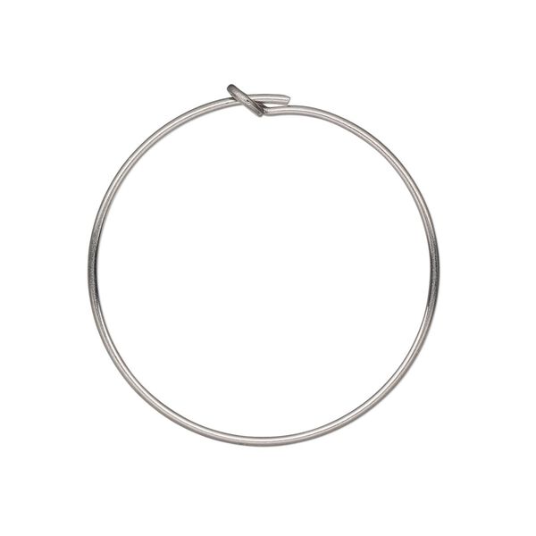 Hoop, stainless steel, 25mm round. Sold per pkg of 5-pair. image number 0