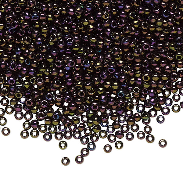 Seed bead, TOHO BEADS®, glass, pkg/7.5g, #11 round, opaque metallic iris purple (TR-11-85). image number 0
