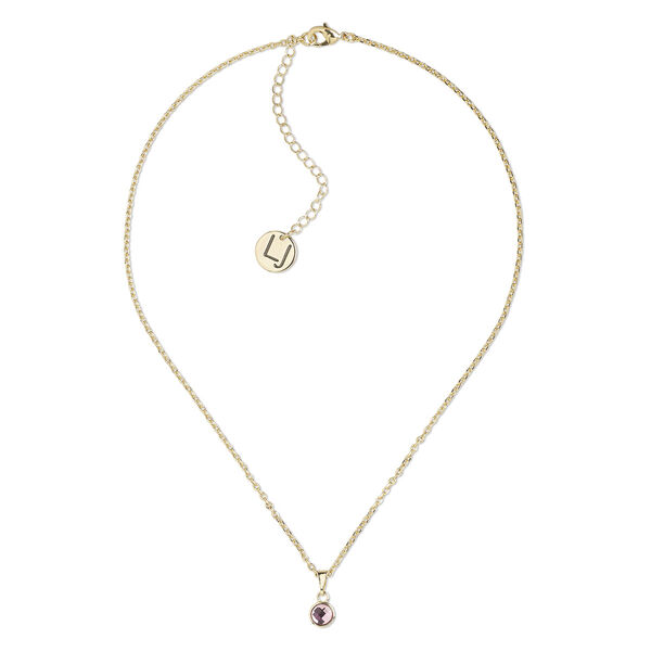 Necklace, Everyday Jewelry™, Crystal Passions® and gold-plated "pewter", light rose, 7.5mm round, 16 inches with 2-1/2 inch extender chain and lobster claw clasp. Sold individually. image number 0