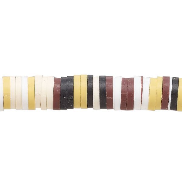 Bead, polymer clay, opaque multi-brown, 8x2mm heishi. Sold per pkg of (2) 16-inch strands. image number 0