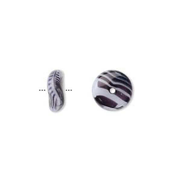 Bead, Czech pressed glass, opaque dark purple and white, 10x4mm rondelle. Sold per 15" to 16" strand. image number 0