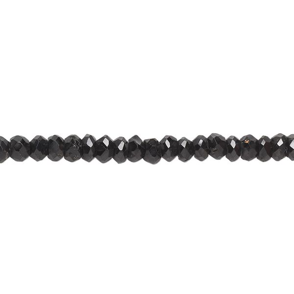 Black spinel 1pkg1, hand-cut faceted rondelle bead natural 13 inch 4x2mm-5x3mm image number 0