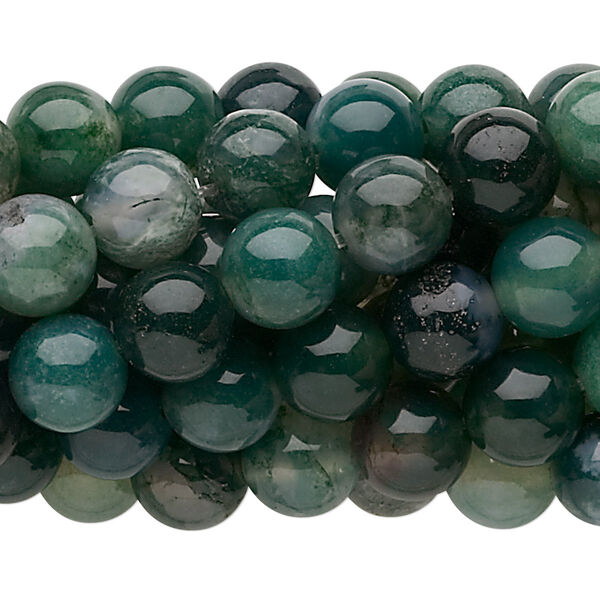 Moss agate 1pkg10, round bead natural 15.5-16 inch 8mm image number 0