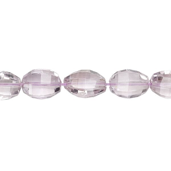 Lavender amethyst 1pkg1, hand-cut faceted oval / faceted puffed oval bead natural 8 inch 10x7mm-12x8mm image number 0