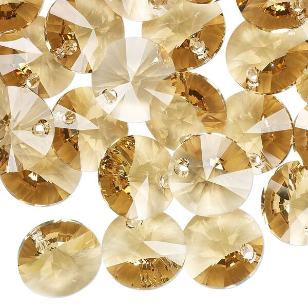 Drop 144pk light Colorado topaz, Swarovski® 12mm pendant mini disk 6428 image number 1
