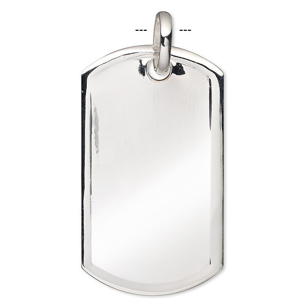 Focal, sterling silver-filled, 50x29mm single-sided dog tag with closed jump ring. Sold individually. image number 0