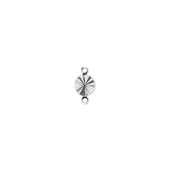 Link, silver-plated brass, 6mm double-sided diamond-cut round. Sold per pkg of 100. image number 0
