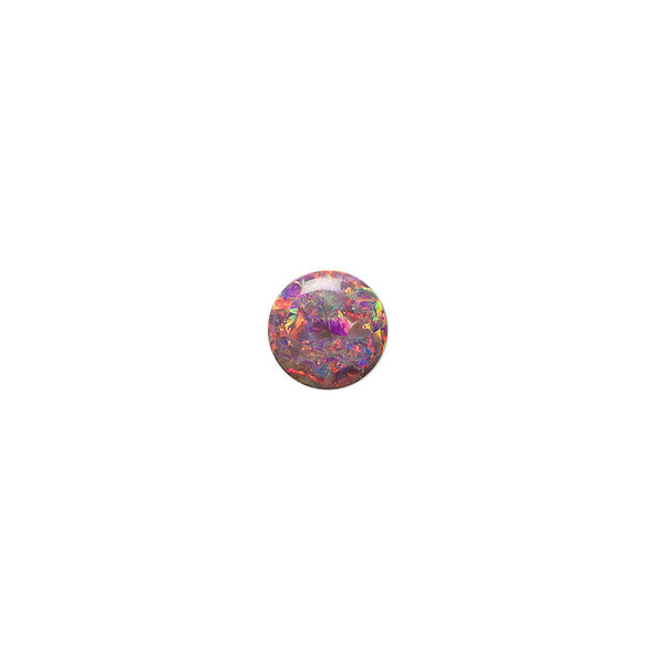 Cabochon, Mexican "opal" (silica and epoxy) (man-made), 8mm calibrated round. Sold individually. image number 0