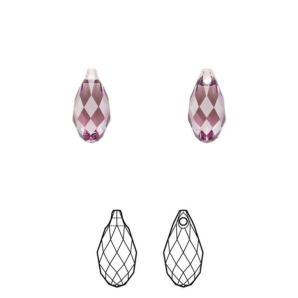 Briolette 2pk iris, Crystal Passions® 11x5.5mm pendant drop 6010 image number 0