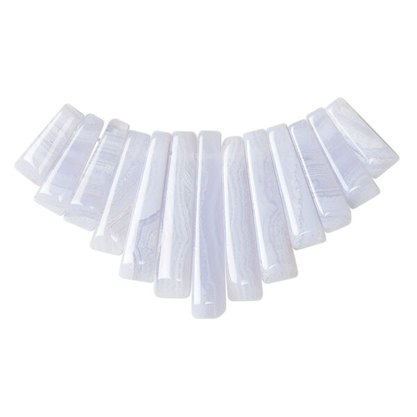 Blue lace agate 1pkg13, fan focal natural B grade, 26x10mm-29x12mm image number 0