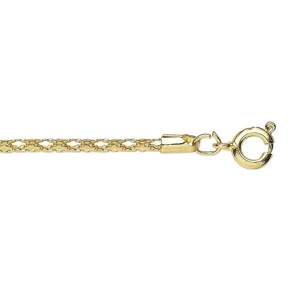 Chain, gold-plated steel, 1.9mm rounded diamond, 24 inches with springring clasp. Sold per pkg of 10. image number 0