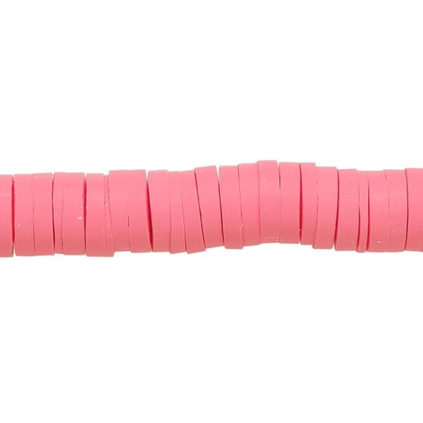 Bead, polymer clay, opaque bright pink, 8x2mm heishi. Sold per pkg of (2) 15-1/2" to 16" strands. image number 0
