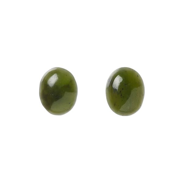 Nephrite jade 1pkg2, calibrated oval cab natural 10x8mm image number 0