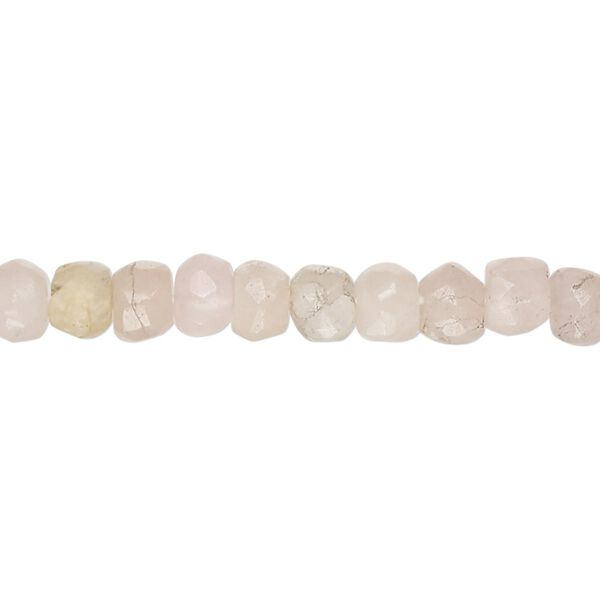 Morganite 1pkg1, hand-cut faceted rondelle bead natural 14 inch 6x3mm-6x5mm image number 0