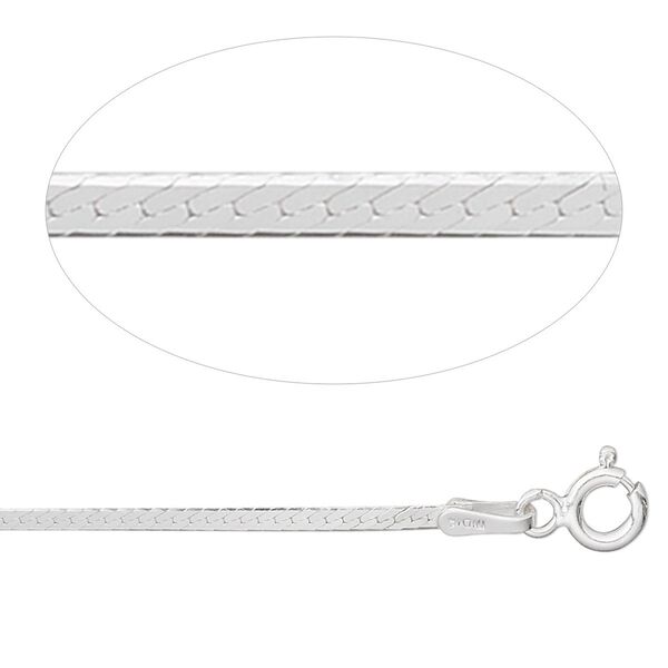 Chain, sterling silver, 1.5-1.7mm herringbone, 18 inches. Sold individually. image number 0