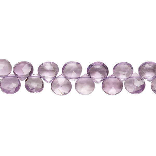 Amethyst 1pkg1, hand-cut top-drilled faceted puffed teardrop bead natural 7 inch 5-6mm image number 0