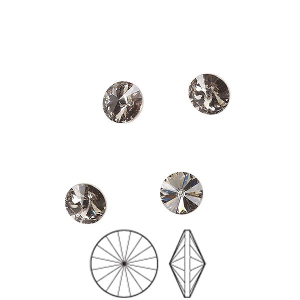 Chaton 12pk black diamond foil back, Preciosa MAXIMA Czech crystal rhinestone 6.14-6.32mm rivoli SS29 image number 0