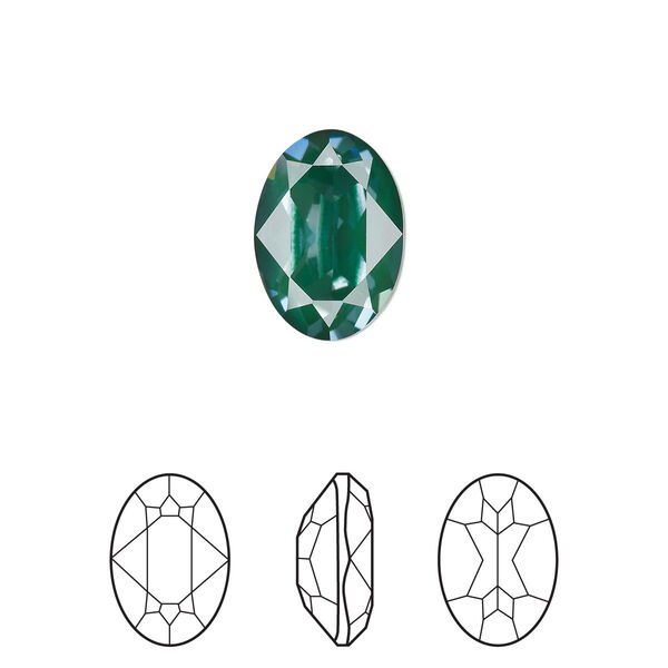 Fancy stone 144pk crystal pine green ignite LacquerPRO, Swarovski® 14x10mm oval 4120 image number 0
