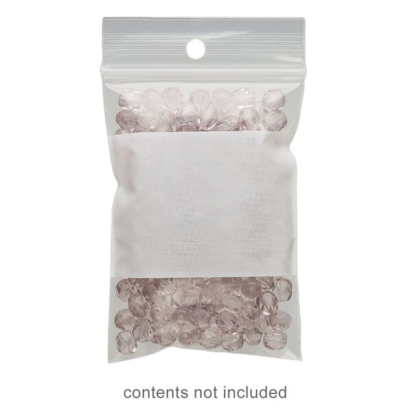 Bag, Tite-Lip™, plastic, clear and white, 2x3-inch top zip with block and hole. Sold per pkg of 1,000. image number 0