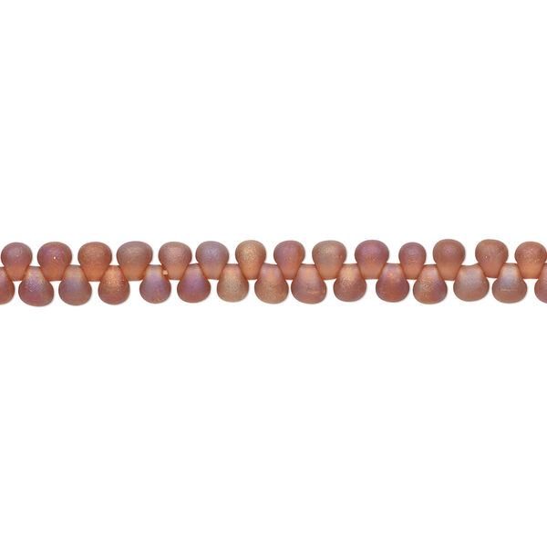Seed bead, Miyuki, glass, pkg/10g, 3.3x2.8mm mini fringe, translucent matte rainbow dark amber yellow, (DP-134FR). image number 0