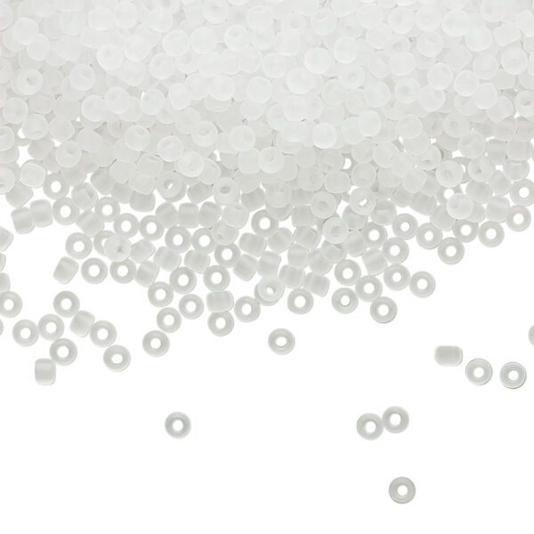 Seed bead, TOHO BEADS®, glass, pkg/50g, #11 round, translucent frosted crystal clear (TR-11-1F). image number 0
