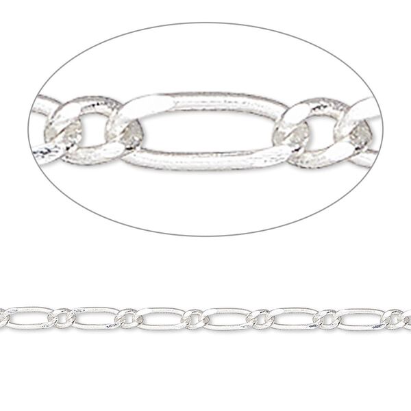 Chain, silver-plated brass, 2.5mm twisted oval. Sold per 50-foot spool. image number 0
