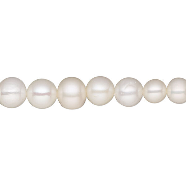 Pearl, White Lotus™, cultured freshwater (bleached), white, 4-9.5mm graduated semi-round, C grade, Mohs hardness 2-1/2 to 4. Sold per 18-inch strand. image number 0