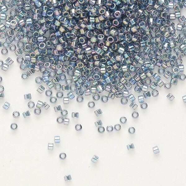 Seed bead, Delica®, glass, pkg/50g, #11 round, translucent rainbow glazed luster blue grey (DB-0111). image number 0