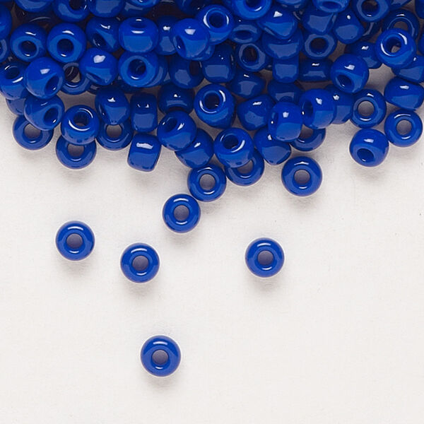 Seed bead, Miyuki, glass, pkg/50g, #8 rocaille, opaque cobalt, (RR-414). image number 0