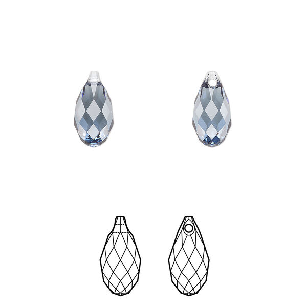 Briolette 144pk denim blue, Swarovski® 11x5.5mm pendant drop 6010 image number 0