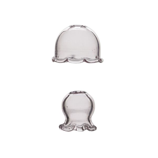 Component, glass, pink, 24x16mm and 16x16mm jellyfish, handmade. Sold per 2-piece set. image number 0