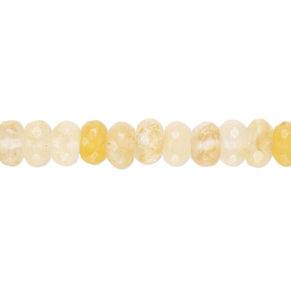 Yellow iron quartz 1pkg1, hand-cut faceted rondelle bead natural 14 inch 6x4mm-7x5mm image number 0