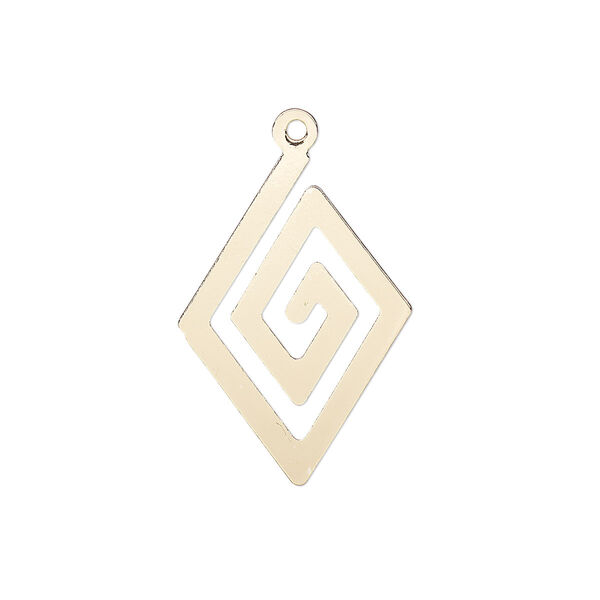 Drop, gold-finished steel, 25x17mm two-sided diamond. Sold per pkg of 4. image number 0