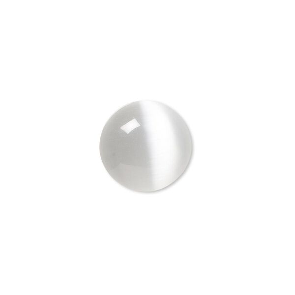 Cabochon, cat's eye glass (fiber optic glass), grey, 14mm calibrated round, quality grade. Sold per pkg of 10. image number 0