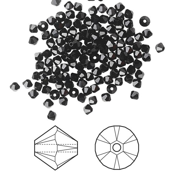Bead 1440pk jet, Swarovski® 2.5mm XILION bicone 5328 image number 0