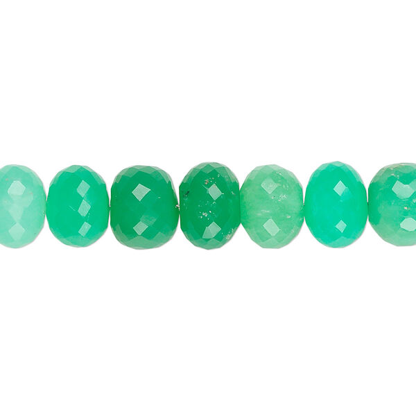 Chrysoprase 1pkg1, hand-cut faceted rondelle bead natural 8 inch graduated 6x3mm-9x6mm image number 0