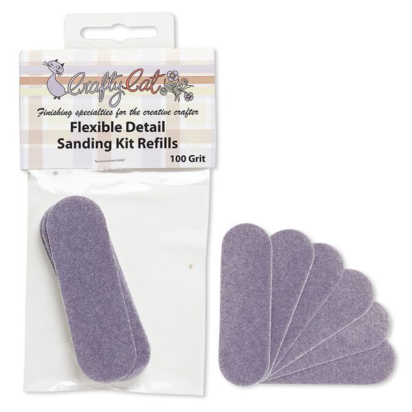 Sanding pad, abrasive and foam, dark purple, 100 grit, 3x1-inch oval. Sold per pkg of 6. image number 0