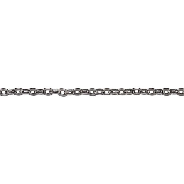 Chain, gunmetal-finished steel, 2mm flat cable. Sold per pkg of 39 inches. image number 0