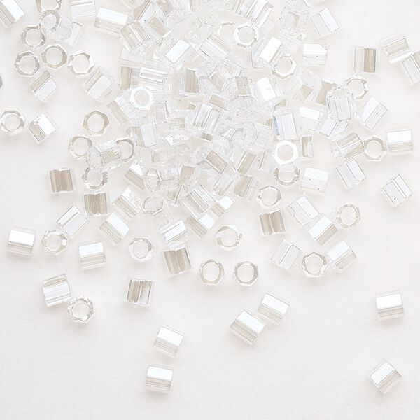 Seed bead, Delica®, glass, pkg/50g, #8 cut, translucent luster crystal clear (DBLC-0050). image number 0