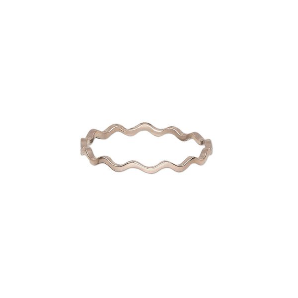 Ring, Create Compliments®, rose gold-plated sterling silver, 2mm wide textured wavy, size 7. Sold individually. image number 0