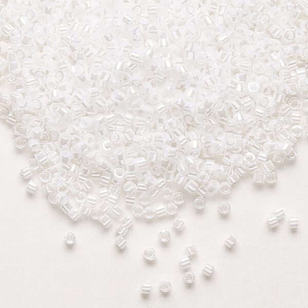Seed bead, Delica®, glass, pkg/50g, #11 round, opaque luster white pearl (DB-0201). image number 0