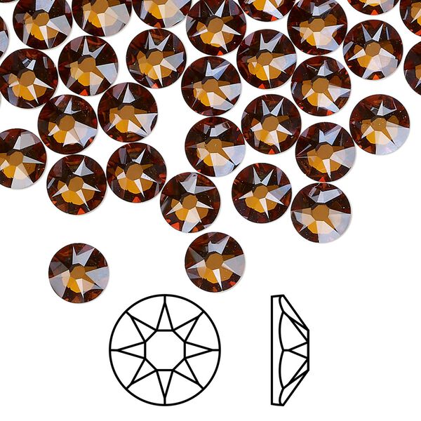 Flat back 144pk light amber foil back, Crystal Passions® 6.32-6.5mm rose round SS30 2088 image number 0