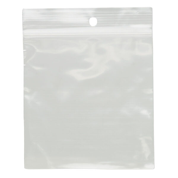 Bag, Tite-Lip™, plastic, clear, 3-inch top zip with hole. Sold per pkg of 100. image number 1