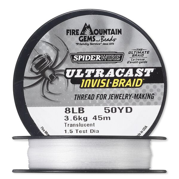 Thread, Spiderwire®, translucent, 0.18mm ultra-cast invisi-braid, 8-pound test. Sold per 50-yard spool. image number 0