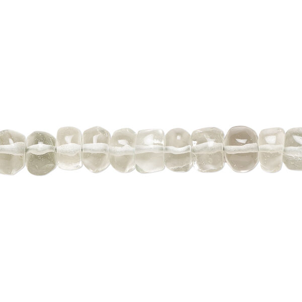 Bead, green quartz (heated), 5x3mm-7x6mm hand-cut rondelle with 0.4-1.4mm hole, B- grade, Mohs hardness 7. Sold per 13-inch strand. image number 0